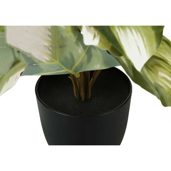 Black Green 13-Inch Indoor Table Potted Decorative Monestra Artificial Plant, Set of Two, image 4